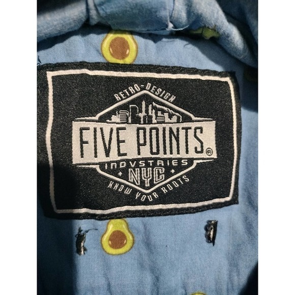 Five Points short sleeve button up avocado printed design blue men size medium - Picture 3 of 6